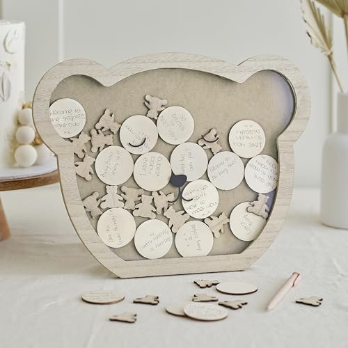 Ginger Ray Livre d'or alternatif en forme d'ours en peluche avec 32 jetons en bois