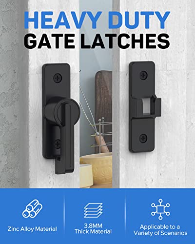 Barn Door Lock, Gate Latches Flip Latch Safety Door Bolt Latch Lock, 3.8Mm Heavy Duty Zinc Alloy Door Latch For Sliding Swing Open Door, Shed, Garage, Yard, Bathroom(Matt Black-1 Pack) #TOP1