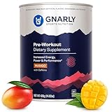 Gnarly Nutrition Natural Pre-Workout Powder, Mango – NSF Contents Certified, Endurance & Recovery – Vegan Pre-Workout, Sports Nutrition – Mango with Caffeine, 14.82 oz