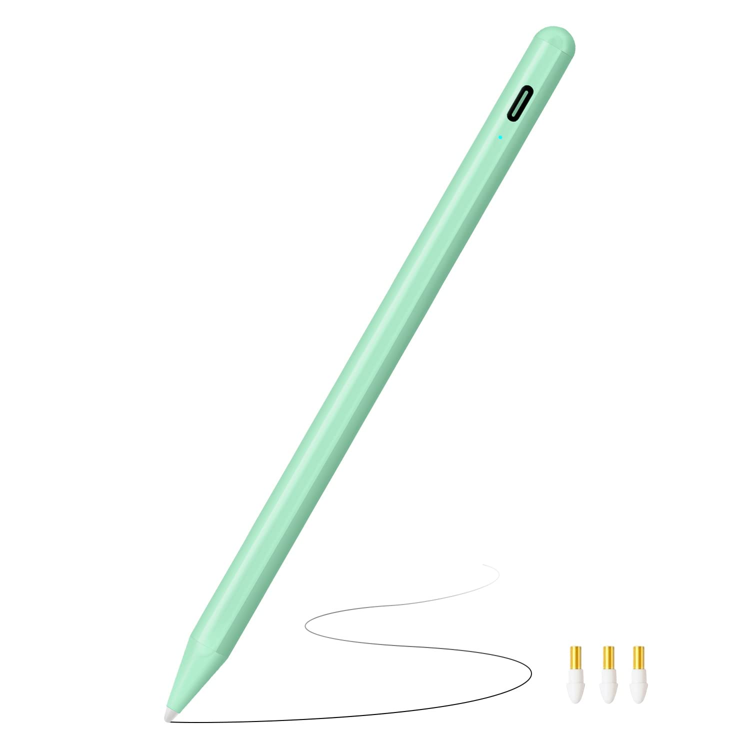 Stylet IPad Rechargeable USB-C - Compatible IPad 2018-2025 - Sensibilité Pression Et Inclinaison - Charge Rapide 15 Min - Avec Embouts De Rechange