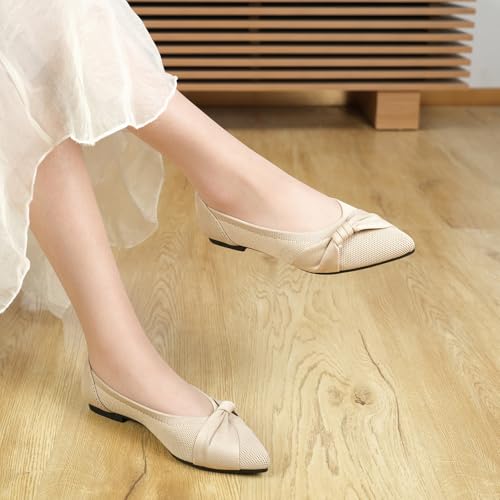 HIULYCENCE Pointed Toe Flats for Women Ballet Flats Nude US7 by HIULYCENCE - Used condition - Image 7