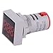 Square Digital Display LED Indication Light, Electricity Indicator Measuring Device, AC100~380V 20~75Hz Frequency Measurer, Circuit Gauge Frequency Tester(Red)