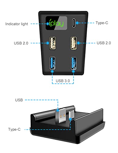 PS5 USB Hub, 5 Port USB Hub für PS5 High-Speed Expansion Hub Splitter Adapter mit 2 USB 2.0 Port, 2 USB 3.0 Port, 1 Typ C Port für Playstation 5 Disc & Digital Edition - Image 3