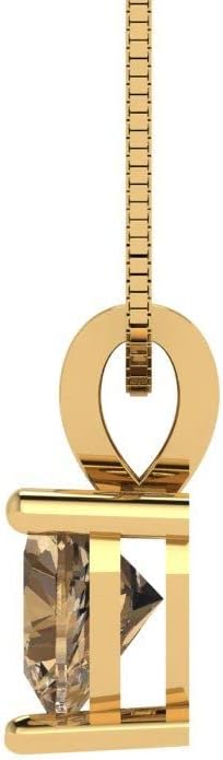 Clara Pucci 0.5 cttw Champagne Simulated Diamond Yellow Gold-Plated Silver Necklace and Pendant for Women (16" Box Chain,Heart Cut,5mm) - Image 3