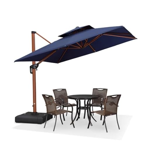 PURPLE LEAF 9ft Patio Umbrella Outdoor Square Umbrella Large Cantilever Umbrella Windproof Offset Umbrella Heavy Duty Sun Umbrella for Garden Deck Pool Patio, Navy Blue