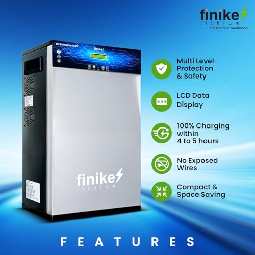 Image of Finike 2500 VA Inverter with 2688Wh Lithium-Ion Battery for Home, Office & Shops, Wall Mount Bracket, Fast Charging, Zero Maintenance Upto 12 Year Life Integrated 5 Year Warranty, (2500VA)