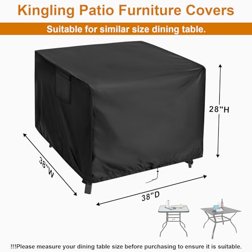 Kingling Capa de Mesa para Área Externa Quadrada, Capa de Mesa de Pátio Quadrada de 38 Polegadas, Ca