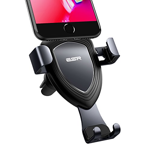 ESR Car Phone Holder, Gravity [One-Handed Operation] Universal Air Vent Car Mount for up to 6-inch Smartphones & GPS iPhone 7/6s/6 Plus 5s/SE/5 Samsung S8 S8+ S7 Edge Google Pixel Nokia, Black