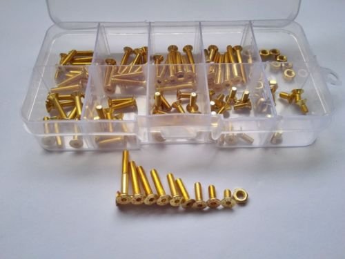 100Pcs M3 Allen Bolt Countersunk Head Screw Flat Bolt 6-25mm Length Titanium Plating Assortment Set