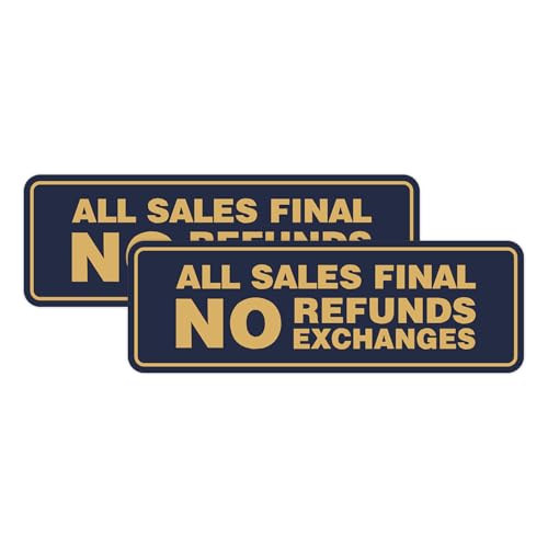 Signes bleu marine et doré All Sales Final No Refunds No Exchanges par Signs ByLITA Lot de 2