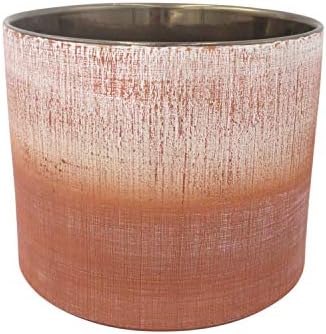 Amazon Brand Rivet Rustic Stoneware Crosshatch Indoor Outdoor Flower Plant Pot, 8.7"H, Silver