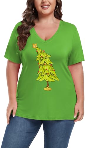 Image of ForHailey Women's Plus Size Short Sleeve Tee Shirt V Neck Basic Ladies Loose Fit T Shirt 1X-5X
