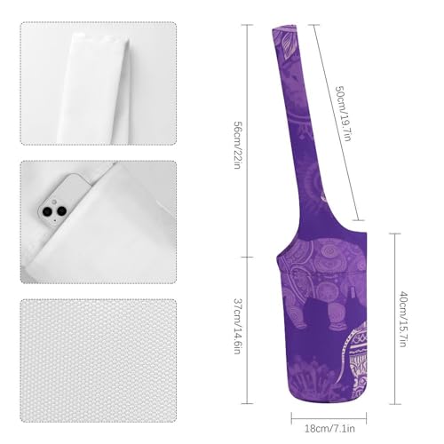 Sac de tapis de yoga violet en toile grande capacité pour gym et pilates
