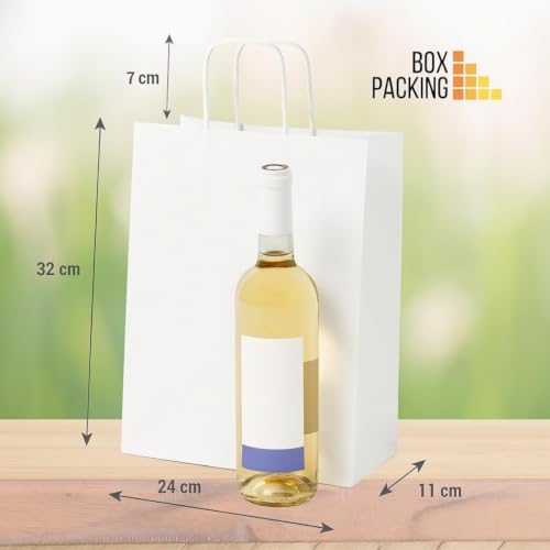 BOXPACKING | Sacs Kraft avec Poignée | Sac Papier Blanc | 40 Sachet Cadeau 32x24x11 cm | Sachet kraft Blanc| Sac kraft Grand Format | Sacs Cadeaux pour Boutiques & Événements | Fabriqué en Espagne – vue 2