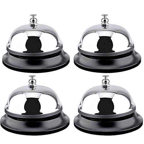 MROCO Big Call Bells 4 Count, 3.38 Inch Diameter Service Bell for Call Customer Service, Service Bell with Metal Anti-Rust Construction for Desk Bell, Restaurant Games,Hotel Bell, Dinner Bell