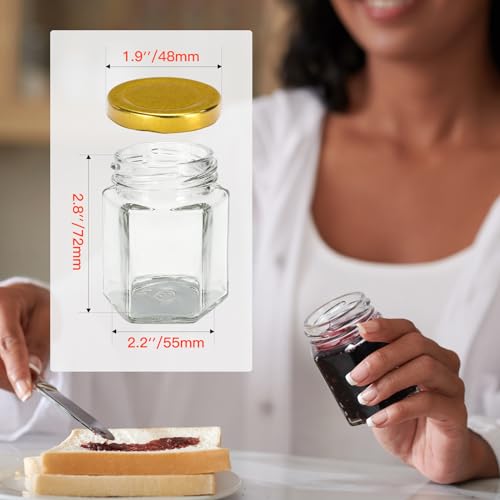 AuroTrends 3oz Honey Jars with Dipper 48Pack, Mini Honey Jars for Baby Shower Favors/Wedding Favors for Guests Bulk-Mini Glass Jars with Lids/Wooden Dippers (3 fl.oz-48Pack) - Image 3