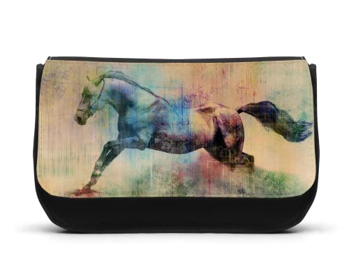 YouDesign Trousse à Crayons Imprimée Cheval équitation - Y2K - Pochette de Rangement pour Fournitures Scolaires - en Toile Robuste Deux Compartiments - France (N°2)