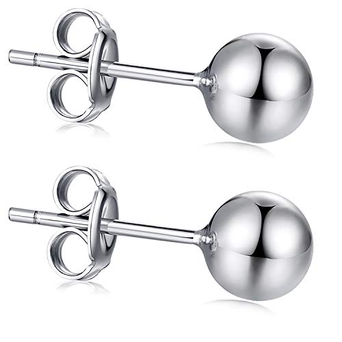 Ball Earrings Studs for Women Men 925 Silver Ball Stud Earrings Nickel Free Women Men Sterling Silver Hypoallergenic Balls Stud Earring