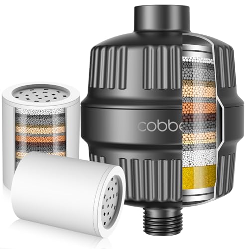 Cobbe 20 Stage Shower Head Filter with KDF-55 for Hard Water, High Output Water Filter with 2 Replaceable Cartridges - Removing Chlorine and Harmful Substance, Matte Black