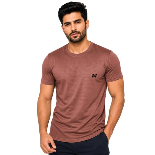 Image of NINQ Half Sleeve Tshirt for Men | Round Neck Regular Tshirt | Breathable Mesh Dotted Stylish T-Shirt | Sports Wear Casual Tee for Gym, Running & Daily Comfort