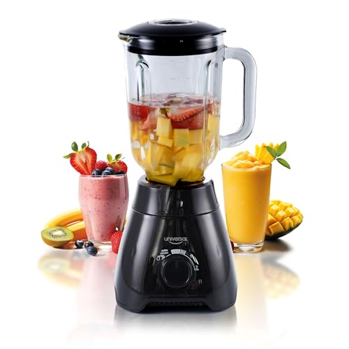 Universal 550W Mass Vital Blender – Glass Jar 57 Oz/1.8 Quart/1.7 Liter – 7-cup, 2 Speed + Pulse Function and 4 Stainless Steel Blade with Chrome Steel Technology