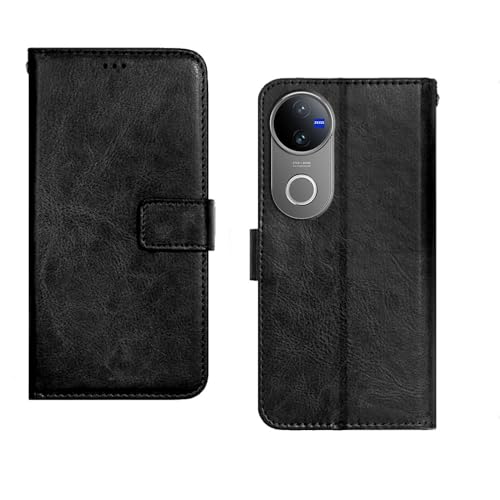 Image of Inktree Vivo V50 5G Flip Cover | Leather Finish | Complete Protection Flip Case for Vivo V50 5G - Black