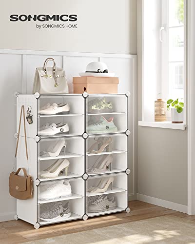 Songmics Shoe Rack, 6 Cubes Shoe Organizer With Doors, 24 Pair Plastic Shoe Storage Cabinet, For Bedroom, Entryway, Steel Frame, Plastic Panel, White Ulpc033W01 #TOP1