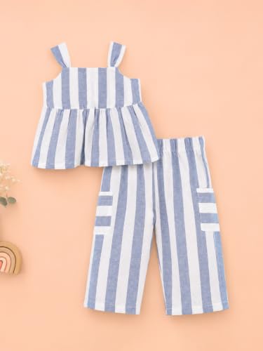 Image of Kidbea Girls 2-Piece Clothing Set, Cotton Sleeveless Vest Top & Leg Pant