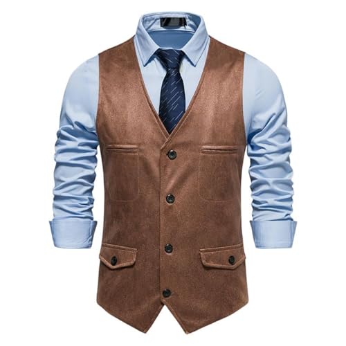Chaleco casual de un solo pecho para hombre ideal para tardes de otoño en la ciudad