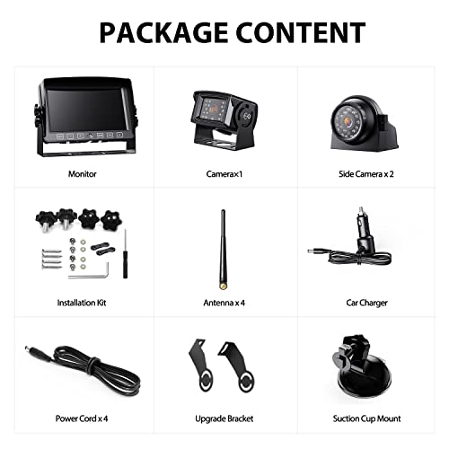 Xroose Cw703 7" Wireless Backup Camera Kit, Stable Signal Fits Large Vehicle, 1080P Monitor W/Loop Recording&Split Screen, Ir Night Vision Waterproof Cameras For Rear Side View #TOP6