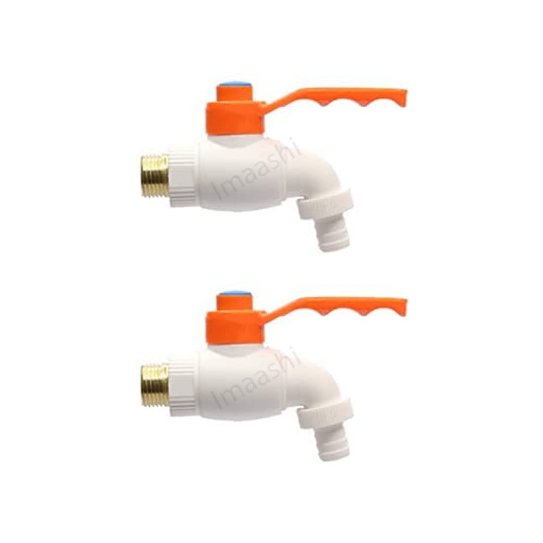 Imaashi Plastic Heavy Duty White Turkey Nozzle Bib Cock Tap for Bathroom Home Kitchen & Garden (Pack of 2)