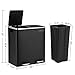 SONGMICS Trash Can, 2 x 8 Gallon (2 x 30 L) Garbage Can for Kitchen, with 15 Trash Bags, 2 Compartments, Plastic Inner Buckets and Hinged Lids, Airtight, Black ULTB60BK