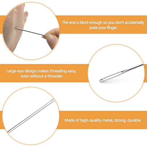 Image of Deshionew 16 PCS Strong Large Eye Blunt Needles Multiple Size Sewing Needles Yarn Needle Darning Needle Wool Crochet Needles Bent-end Tapestry Needle for Sewing Up Knitting Crochet DIY Project