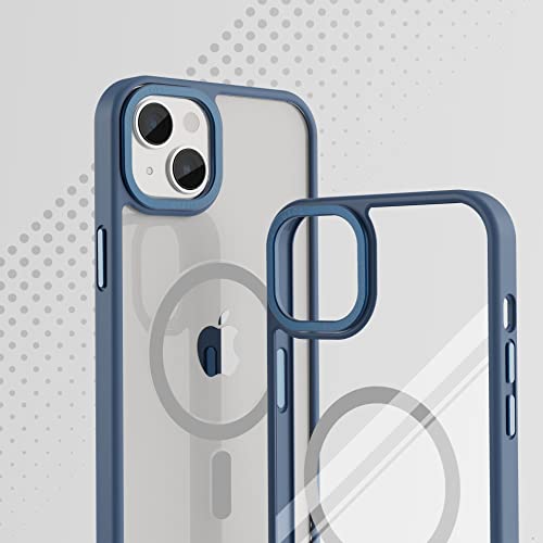 Image of Vaku Luxos Clear Armor MagPro for iPhone 14 Cover Case, Shockproof, Scratch Resistant, Slim, Thin, Military-Grade Metal Ring Camera Protection, Compatible with MagSafe Back Cover - Dark Blue