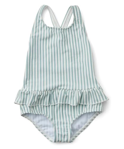 Image of Toddler Girls One Piece Swimsuits Crossback Backless Bathing Suit Whale Dolphin Shark Swimwear with Ruffle Butt UPF50+