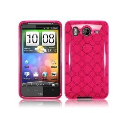 HTC Inspire 4G/ Desire HD TPU Rubber Skin/ Protector - Hot Pink Circle