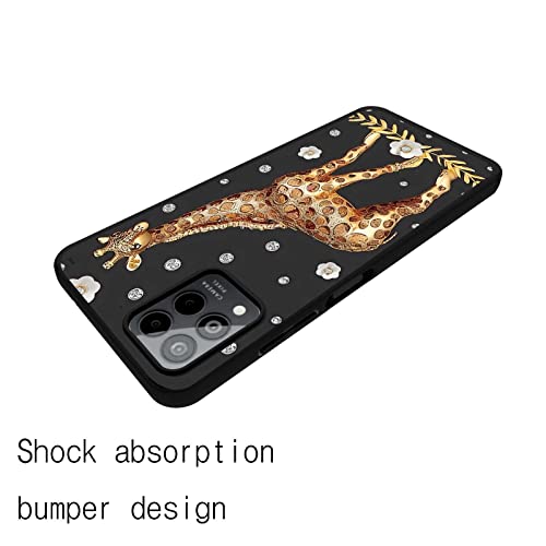 Juuluk Compatible With T-Mobile Revvl 6 Pro 5G Giraffe Case, Bling Giraffe Jewelry Style Flower Pattern For T-Mobile Case Women Girls, Slim Thin Soft Silicone Case For T-Mobile #TOP3