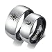 Aeici Anello Nuziale Uomo Donna, Anelli in Acciaio da Donna Uomo Spazzolato Sole E Luna Anelli Nero Donna 22 + Uomo 27