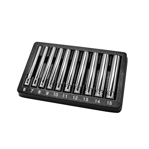 Astro Tools 4111 10PC 1/4 Drive Extra Deep Metric Socket Set 6-15mm