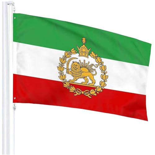 Baokuan Drapeau Iranien Ancien De 90 X 150 Cm (3 X 5 Pieds) – Couleurs Vives Résistantes À Décoloration – Drapeau National Iranien, en Polyester