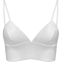 Womens Silk Triangle Satin Bralette Top, Wire-Free Soft Bra | 93% Silk front, stretchy knit back, V-neck, no padding, lightweight, adj. straps, skin-friendly, wear alone, style versatile