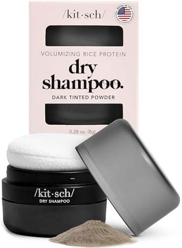 Kitsch Dry Shampoo Powder with Rice Protein for Women & Men - Volumizing Unscented No White Cast Non Toxic Organic Paraben & Benzene Free Non Aerosol for Oily & Dark Hair Travel Size - 8g
