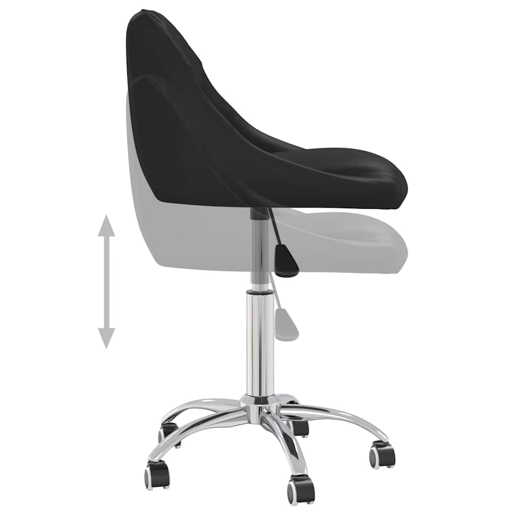 Chaise de bureau pivotante en similicuir noir avec acier chromé, hauteur