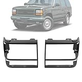 HECASA Headlight Bezel Pair Compatible with 1989-1994 Ford Explorer Ranger Bronco II Headlamp Door Set Housing Cover Trim Matte Black Right & Left Replacement for FO2513110 FO2512112