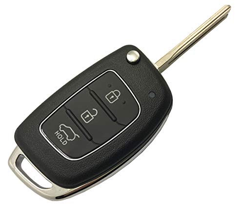 Replacement Key Fob Case Fits Hyundai Sonata Santa Fe 3 Buttons Key Fob Shell Flip Keyless Entry Remote Fob Cover Casing with Uncut Blade (1)