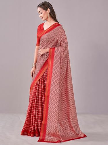 Image of Satrani Women's Silk Printed Saree with Unstitched Blouse Piece