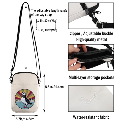 G2TUP Coastal Seabird Gift Charming Puffin Crossbody Bag Seaside Adventure Travel Bag Ocean Wildlife Gift Unique Bird Gift3