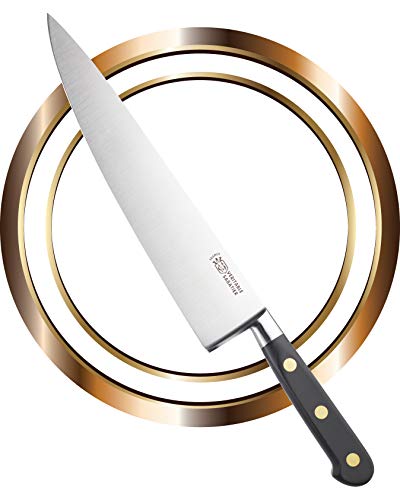 Veritable Sabatier Extra Large Cooks Chef Kitchen Knife - 10in/25cm Full Tang Blade A Single Piece of Stainless Steel Drop Forged In France, Triple Rivet Handle. Sharp For Longer, Lifetime Performance