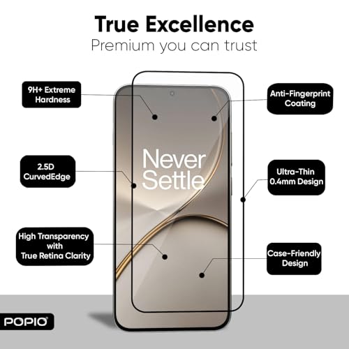 Image of POPIO Military-Grade Gorilla Tempered Glass for OnePlus 15T | 9H Hardness, Edge-to-Edge, Bubble-Free