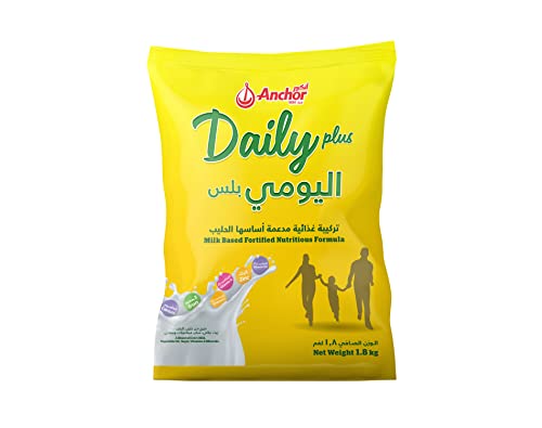 Anchor Milk Powder Daily Plus, Fortified with Vitamins & Minerals, Nutritious Formula Ideal for Coffee & Tea Beverages, Pouch, 1.8kg